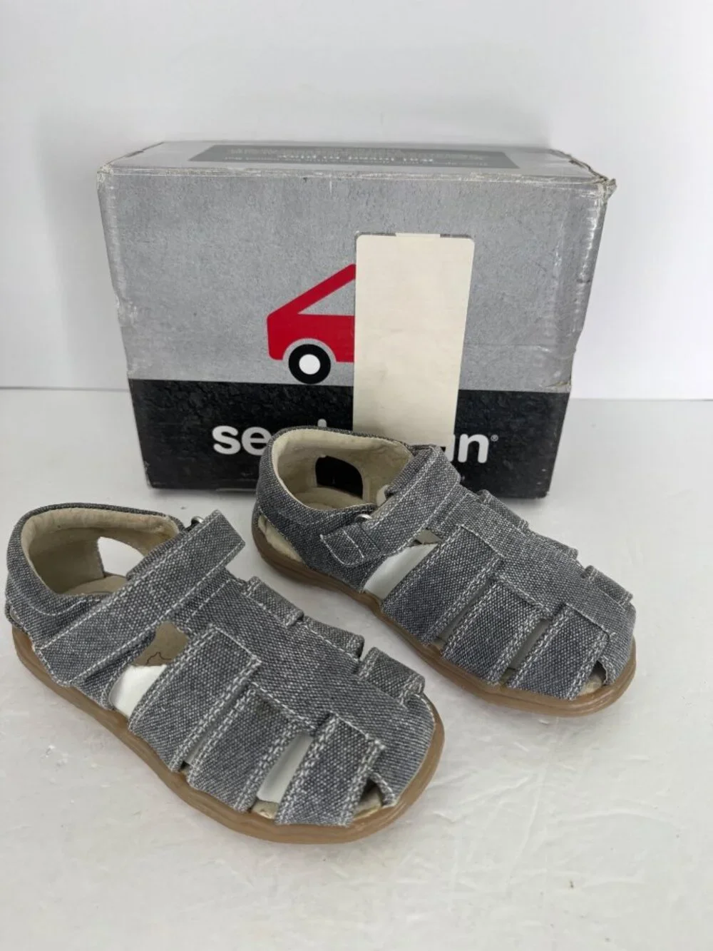 NIB See Kai Run Dillon II Gray Canvas Fisherman Sandal Toddler US 10 EU 27